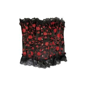 Vacoto Red & Black Lace Tie Up Corset Top Women’s Size XL Sexy Goth Vampire